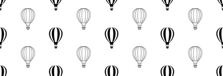 A balloon rises up on a white background. Seamless pattern.のイラスト素材