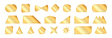 Set of golden geometric shapes. Set of different icons.のイラスト素材