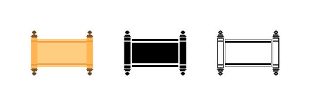 The Hanukkah Torah, read on the day of the Jewish holiday. Torah scroll icon.のイラスト素材