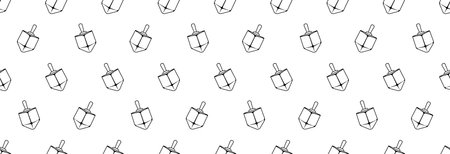 Hannuka, dreidel icon on a seamless banner. Jewish board game.のイラスト素材