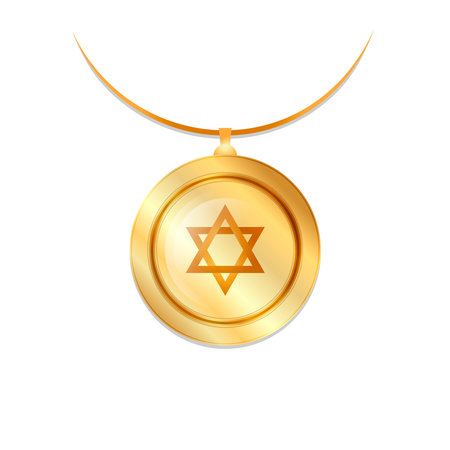 The Star of David on a gold medallion, a souvenir or a symbol.のイラスト素材