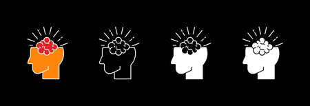 Human head with brain for thinking and idea generation. Mental and mental health.