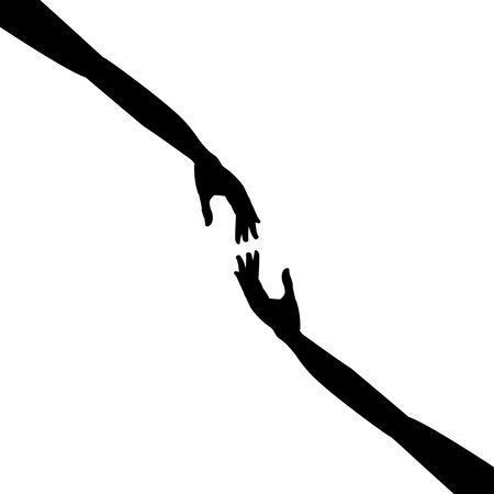 Two hands reaching out to each other. Help or cooperation by agreement.のイラスト素材