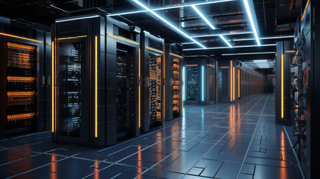 computer server control room for collect big data. data center and information management conceptの素材
