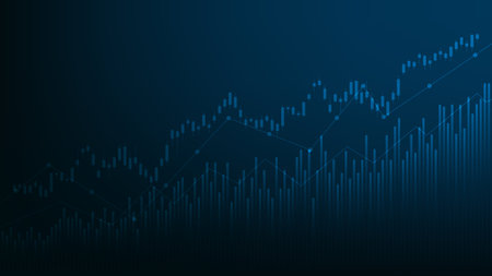 Financial and economic background concept.business statistics with bar graph and candlestick chart show stock market priceのイラスト素材