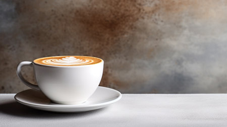 cup of coffee on table with copy spaceの素材