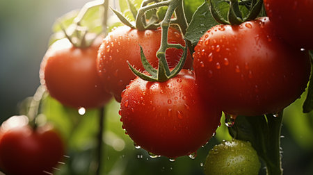 red tomato planting in farmの素材