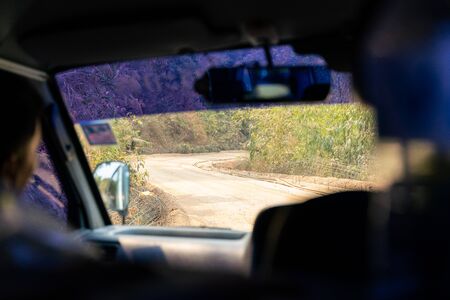 Inconvenient gravel road in rural area of Thailandの写真素材