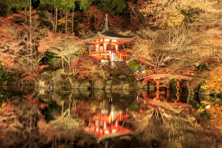 Autumn season,Daigo-ji of night scene is in Tample japan のeditorial素材