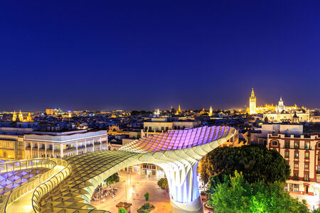SEVILLA,SPAIN JUNE 04 : Metropol Parasol in Plaza de la Encarnacion on June 04, 2014 in Sevilla, Spain. J. Mayer H. architects, it is made from bonded timber with a polyurethane coating.のeditorial素材