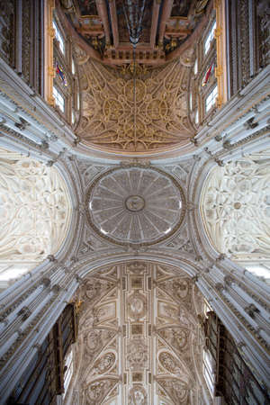 CORDOBA, SPAIN - JUNE 3: Interior view of La Mezquita Cathedral on June 3, 2014 in Cordoba, Spain. The cathedral was built inside of the former Great Mosque. Popular tourist destination in Spain.のeditorial素材