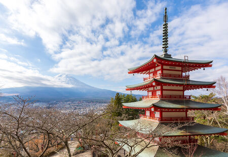 Fuji with Chureito Pagoda in japan.のeditorial素材