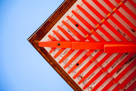 Pagoda roof and landscape, Kyomizu-dera Temple, Kyoto, Japan.のeditorial素材
