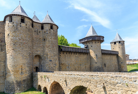 Castle of Carcassonne, Languedoc Roussillon, Franceのeditorial素材