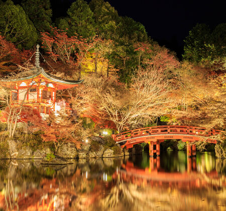Autumn season,The leave change color of red in Temple japan.