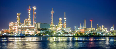 panorama petrochemical industry night sceneのeditorial素材