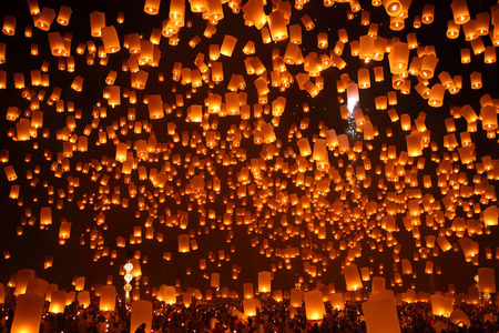 Firework lantern Festival in Chiangmai,Thailandのeditorial素材