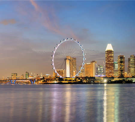 Singapore skyline at night sceneのeditorial素材