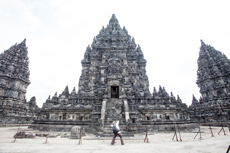 Tourist with Prambanan temple in Java, Indonesiaのeditorial素材