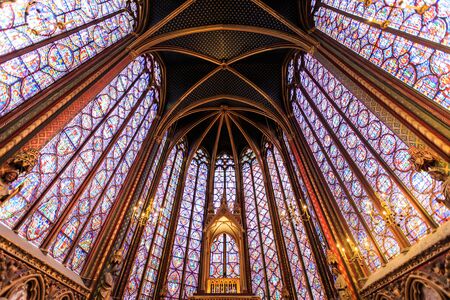 PARIS - MARCH 15: The Sainte Chapelle in Paris, Mar 15, 2015. This 1246 inspired monument features 15 wonderful stain-glass windows in Paris.のeditorial素材