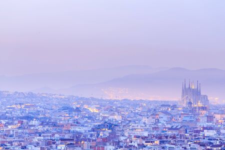 Twilight top of view Barcelona, spain.のeditorial素材