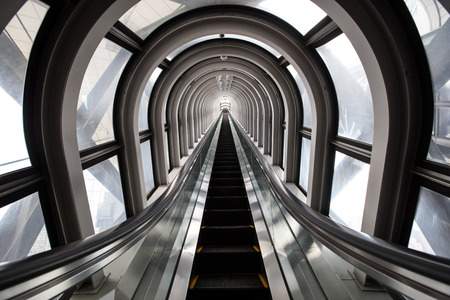 escalator ,abstract space in a modern buildingのeditorial素材