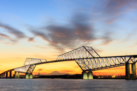 Tokyo Gate Bridge at sunset, Japan.のeditorial素材