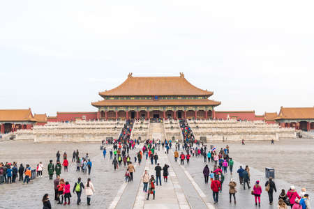 BEIJING, CHINA - Feb 19, 2016: Scenic view of the Forbidden City, Palace Museum. Imperial Palaces of the Ming and Qing Dynasties in Beijing and Shenyang.のeditorial素材