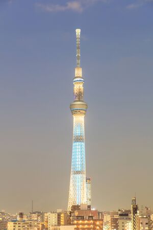 Toyko sky tree in night scene, Japan.のeditorial素材