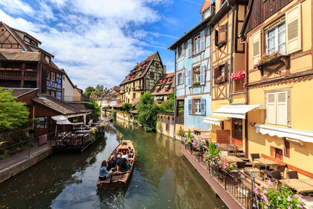 canal in Colmar, Alsace, France.のeditorial素材