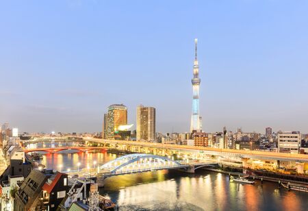 Toyko sky tree in night scene, Japan.のeditorial素材