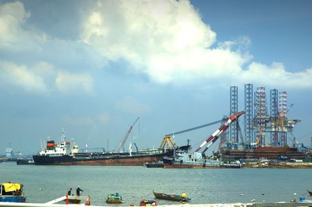 Shipyard with Rigs in the background