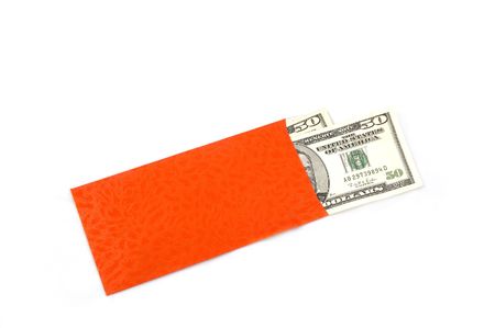 Chinese Red Packet with US Dollar Notesの写真素材
