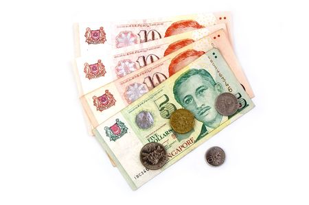 Singapore Dollars and Coinsの写真素材