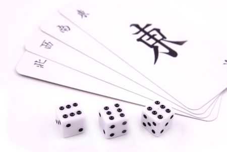 Chinese Mahjong Game - Dice playing in North Directionの写真素材
