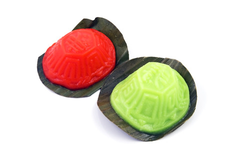 Peranakan Chinese Peanut Cake on banana leaves