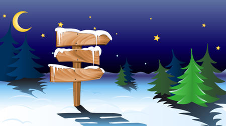 road signs in the night forestのイラスト素材
