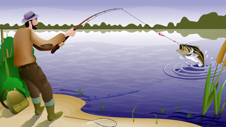 fish and fishermanのイラスト素材