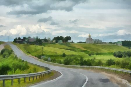 road to the villageの写真素材