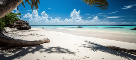 Panoramic view of beautiful tropical beach at Seychellesの素材