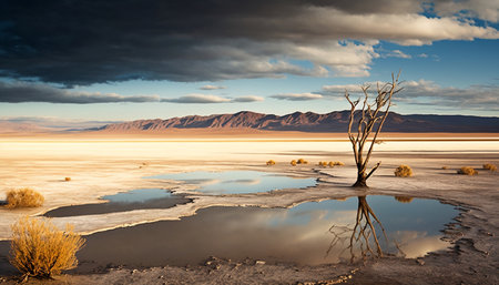 Dead tree in Salar de Uyuni Salt Flats, Boliviaの素材