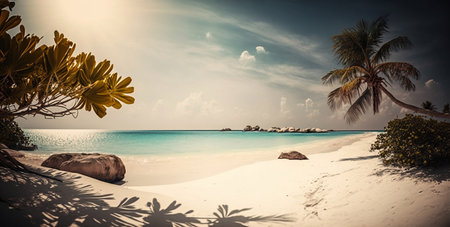 Tropical beach at Seychelles, Praslinの素材