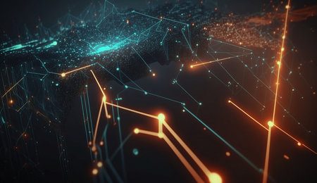 3D rendering of abstract technology background with connection lines. network-conceptの素材