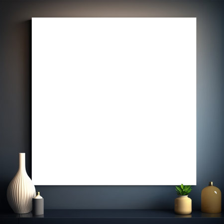 Mockup poster on the wall in the interior. illustrationの素材