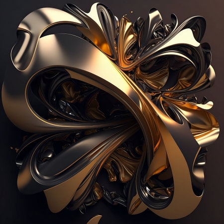 Abstract 3d rendering of chaotic wavy shape. Art design background.の素材