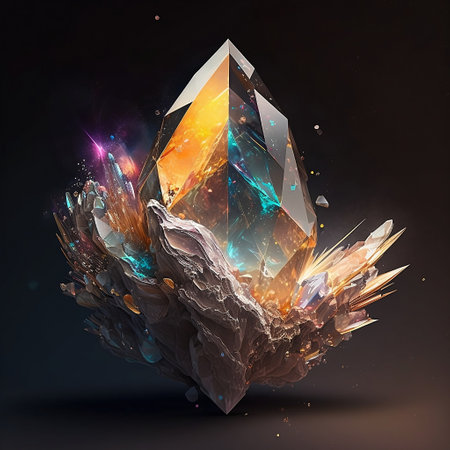 Magic crystal on a black background. 3d render, 3d illustration.の素材