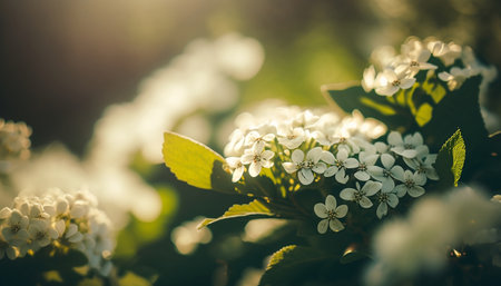 White flowers on a branch of a blossoming tree in spring.の素材