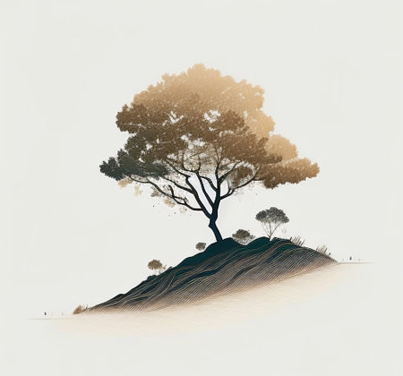 Pine tree in the sand dunes. Vector Illustration.の素材