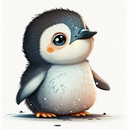 Cute cartoon penguin. Vector illustration of a penguin.の素材