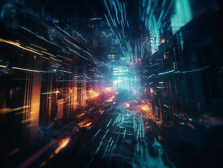 3D rendering of abstract technology digital hi-tech concept background.の素材